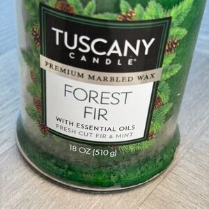 Tuscany Candle Forest Fir Marbled Wax 18 OZ Jar Essential Oils Aromatherapy Xmas